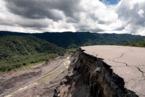 Broken road at foot of El Reventador