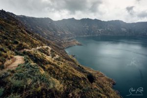 Ecuador Path to bottom Quiloatoa crater lake