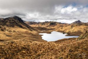 Aerial Ecuador El Agua z la VIda Laguna Parcachocha Reserva Ecologica Cayambe Coca