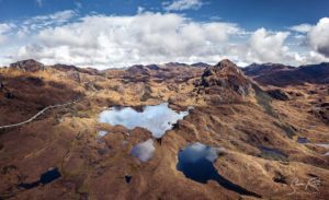 Aerial Ecuador Laguna Toreadora Parque Nacional Cajas