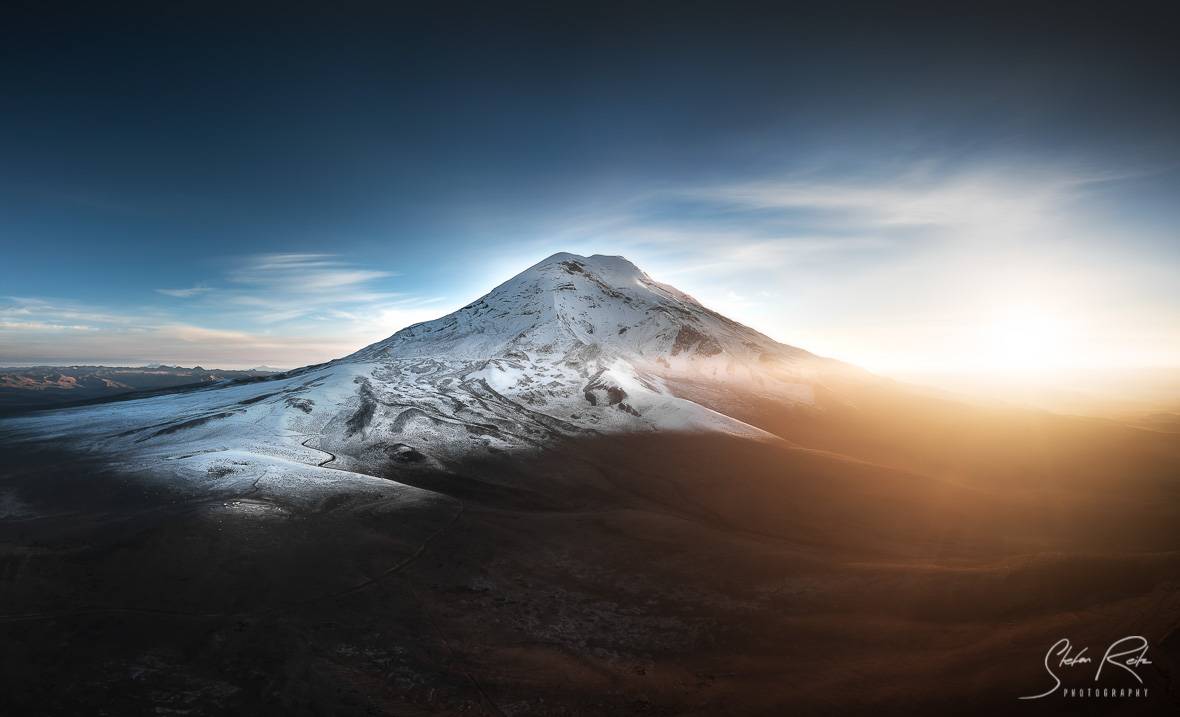 Aerial Chimborazo at sunrise Ecuador